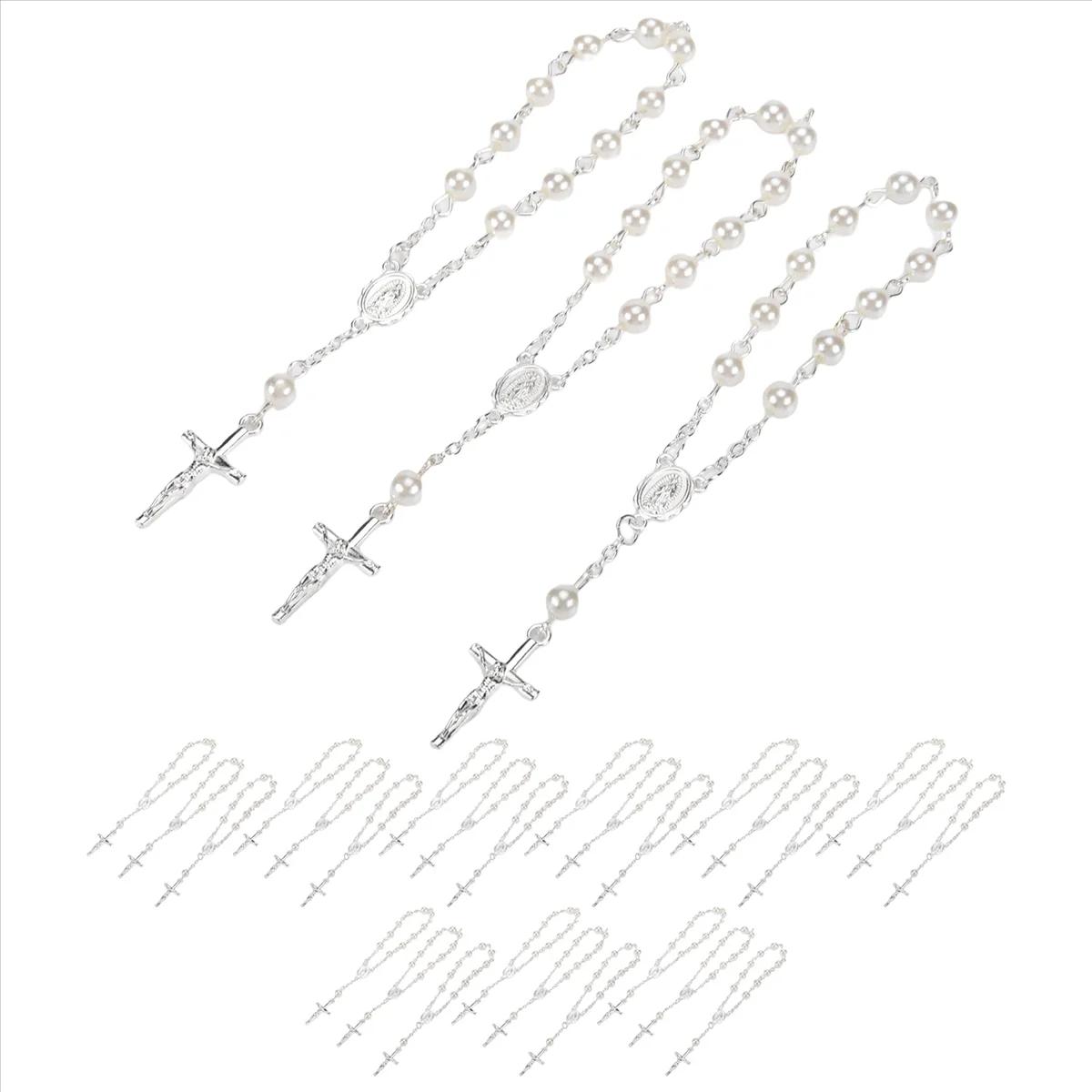 Chapelet de baptême en fausses perles, 30 pièces, pour communion
