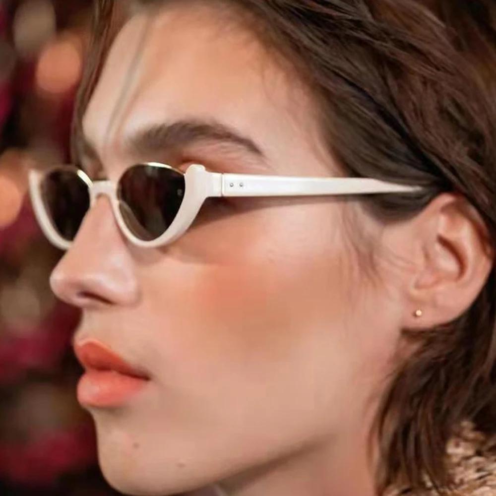 Lunettes de soleil œil de chat rétro pour hommes et femmes, petite demi-monture, lunettes vintage, l