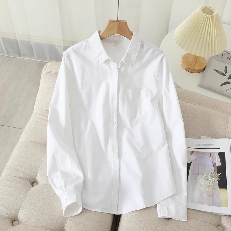 Chemise Oxford décontractée en coton pour femmes, chemisier rayé pour dames, chemises monochromes, b