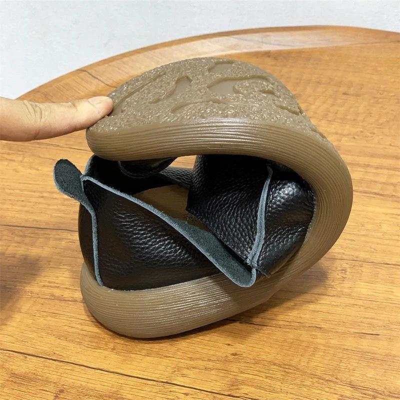 Chaussures d'été respirantes à bout large pour hommes, chaussures en cuir de vache unique, mocassins