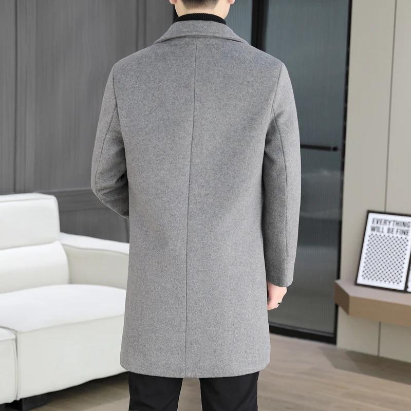 Manteau mi-long en laine pour homme style Business Casual, collection Hiver 2026, chaud, avec doublu