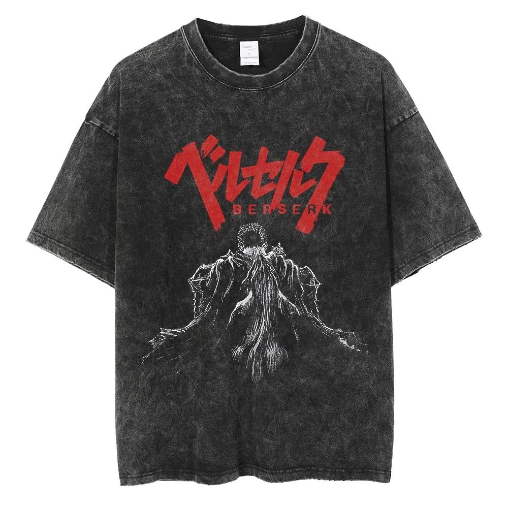 Hip Hop hommes Streetwear T-Shirt rétro Vintage lavé Anime graphique T-Shirt hommes Harajuku coton d