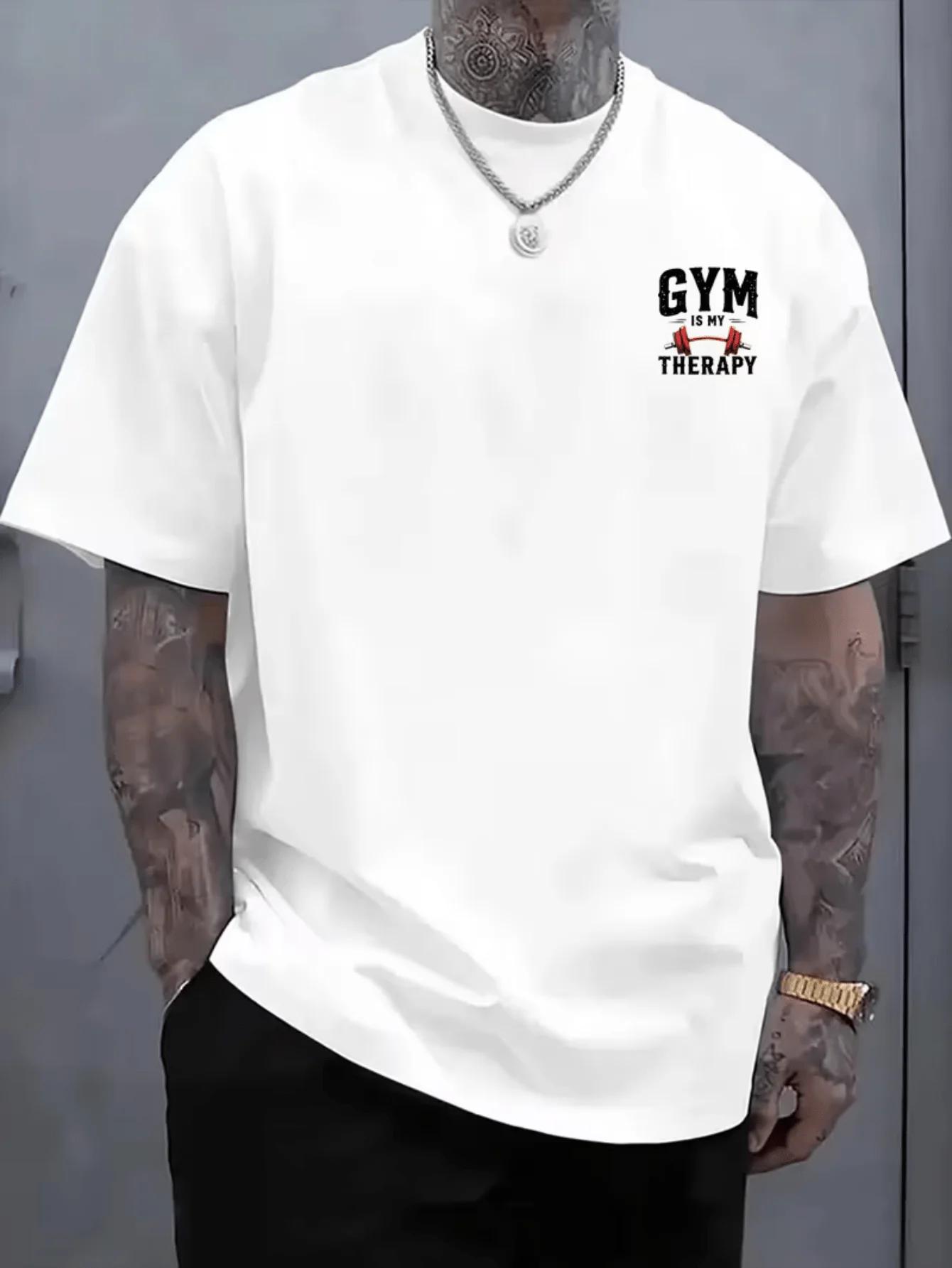 T-shirt de sport pour homme, imprimé, doux et respirant, avec des motifs d'entraînement audacieux, c