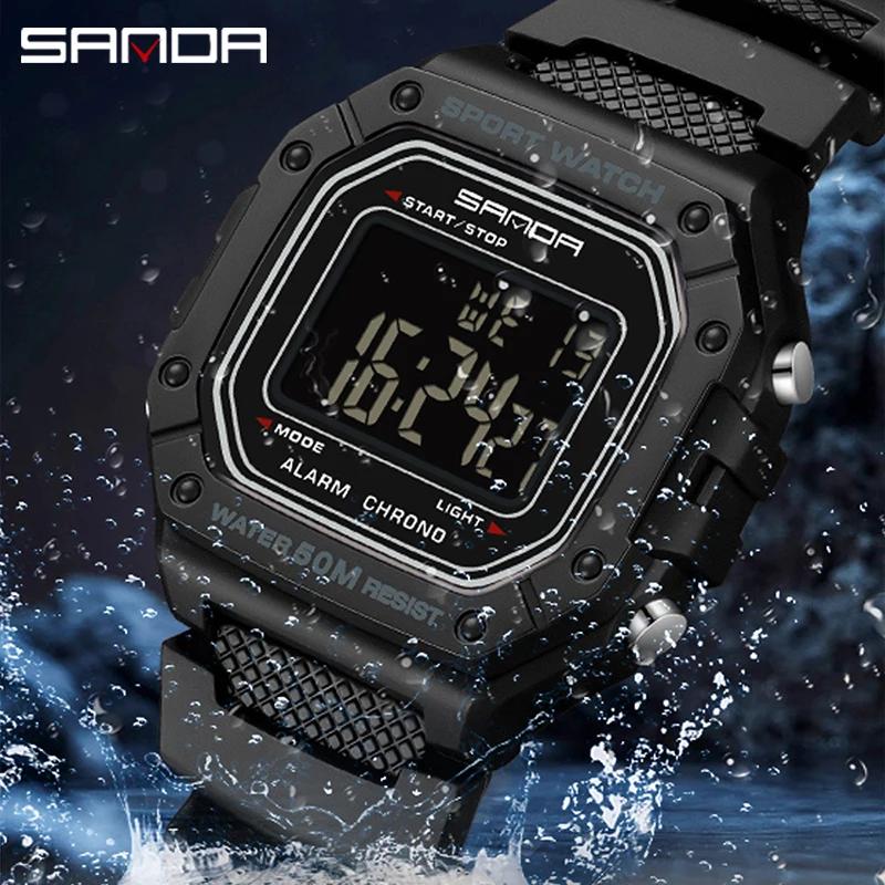 SANDA 2156 mode hommes montre militaire résistant à l'eau Sport montres armée grand cadran Led montr