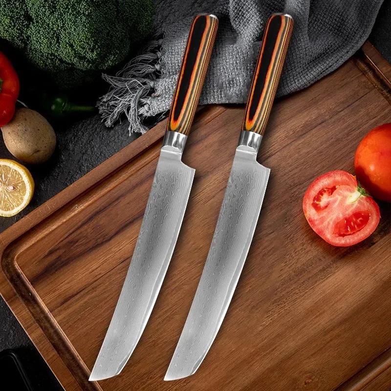 Couteaux de cuisine professionnels, couperet de Chef, manche en bois de viande, couteau japonais en 