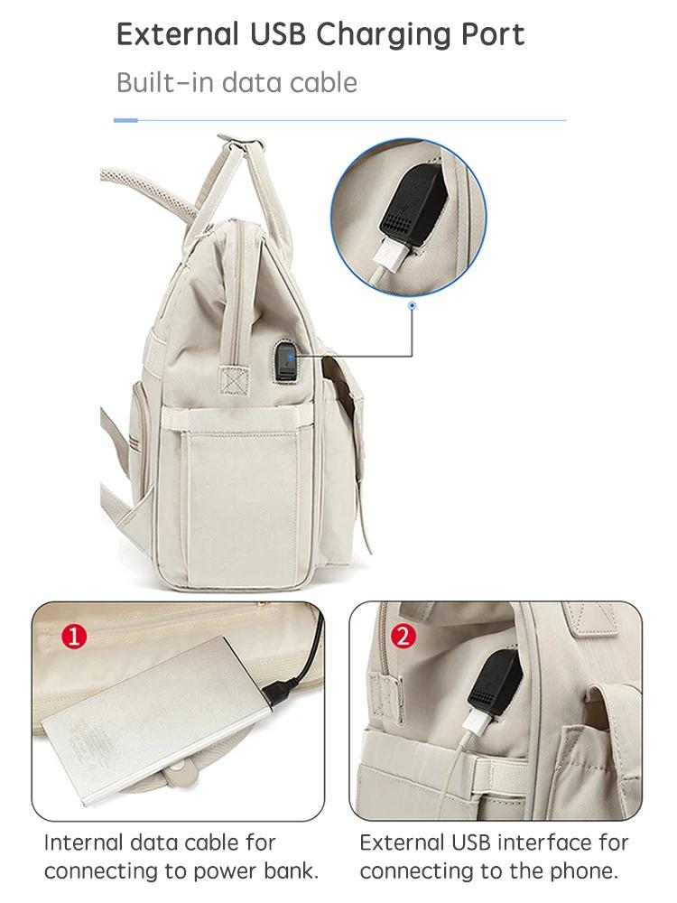 PANGDUBE Sac à langer pour bébé avec 2 crochets pour poussette, sac à dos étanche pour voyage en ple