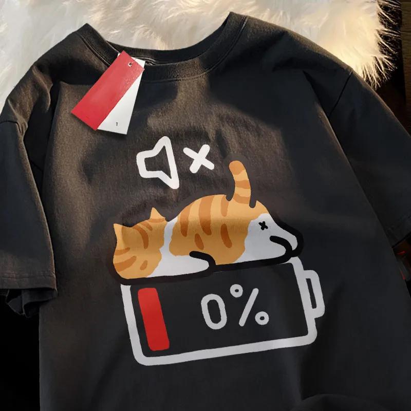 T-shirt ample à manches courtes pour femme enceinte, Style rétro, imprimé chat, avec haut à col rond