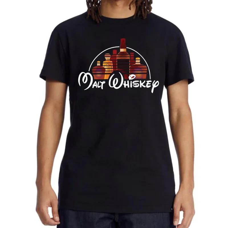T-shirt d'été pour hommes 100% coton drôle malte whisky imprimé été ample col rond Cool T-shirt pour