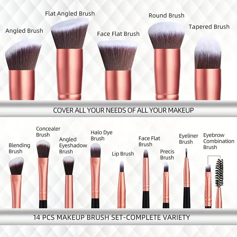 Professiona 14 pièces ensemble de pinceaux de maquillage fond de teint doux moelleux Blush poudre fa