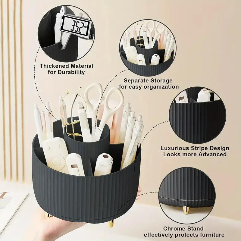 Porte-pinceaux de maquillage rotatif à 360 °, stockage de bureau multifonctionnel, stockage de cosmé
