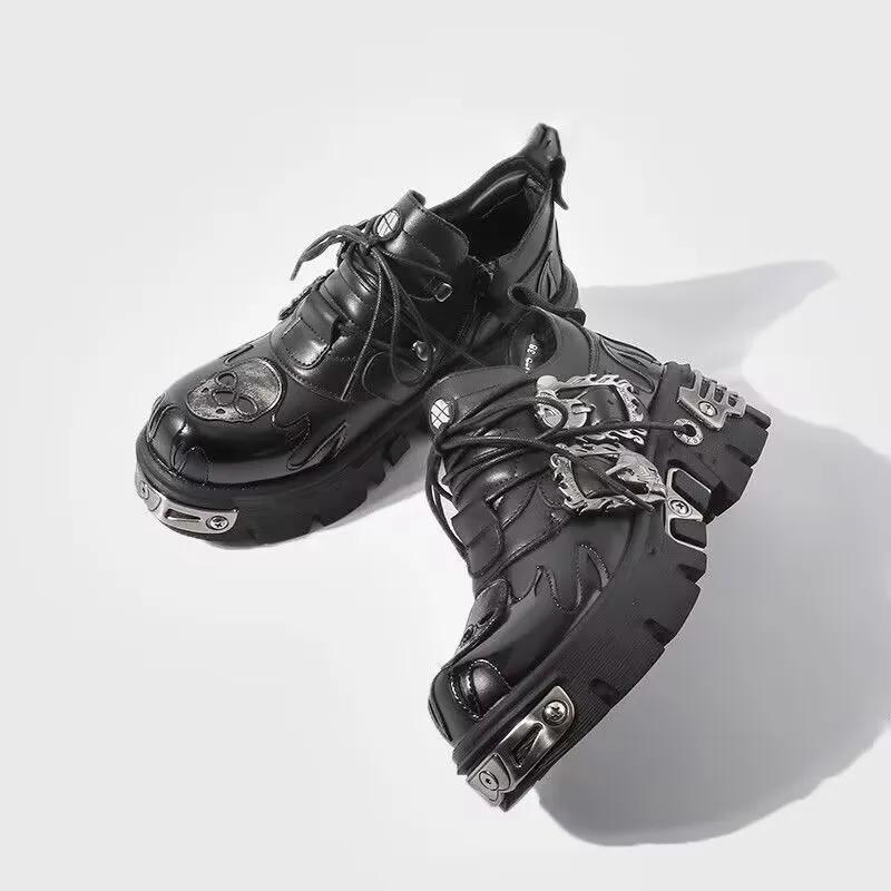 Peau de vache Rock flamme tendance sculpture Punk foncé petit cuir crâne conception bas gothique à s