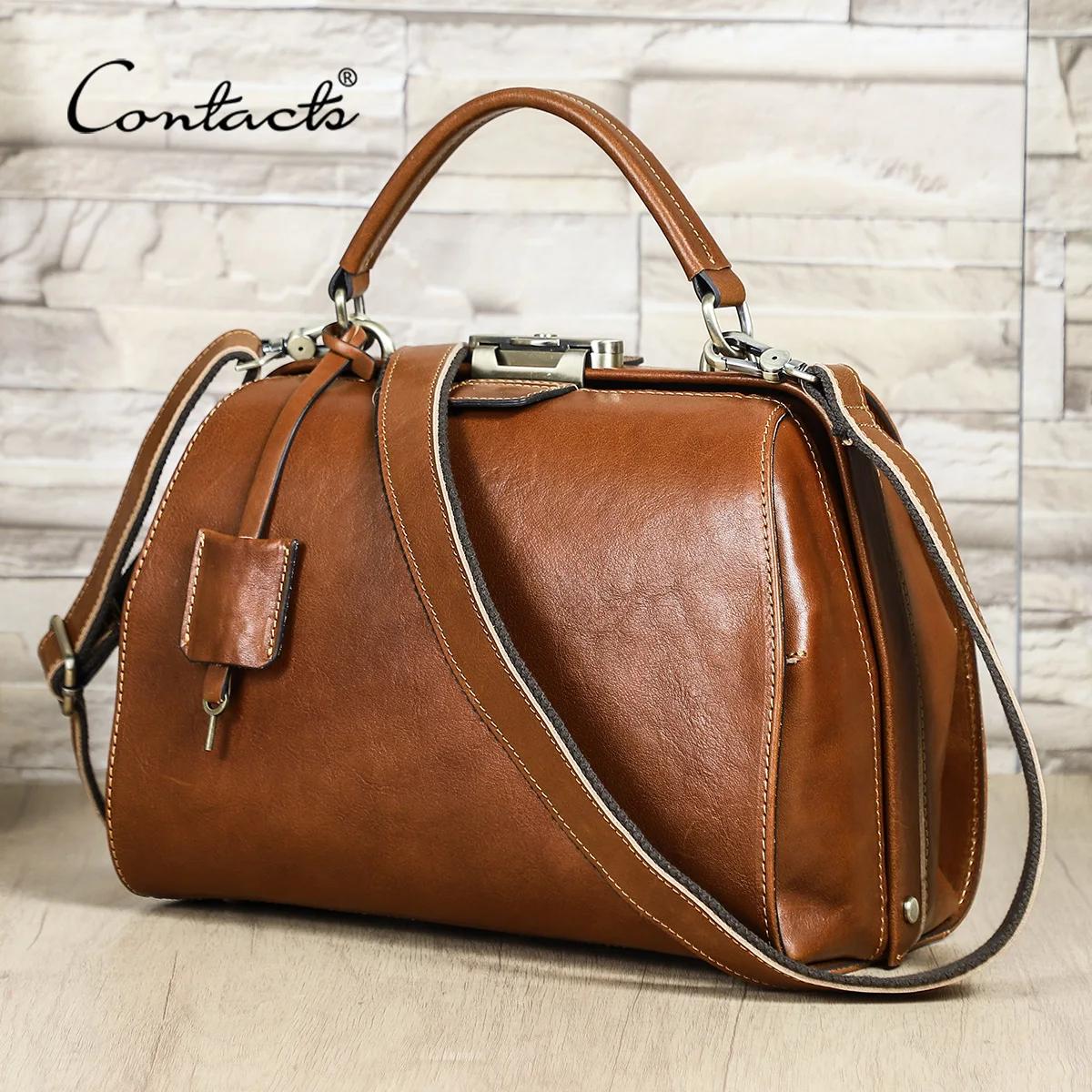 Sacs de médecin en cuir véritable CONTACT'S pour femmes, sacs à bandoulière de luxe de créateur, sac