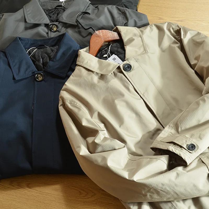 Veste coupe-vent pour homme printemps-automne, col rabattu vintage, simple boutonnage, trench-coat m