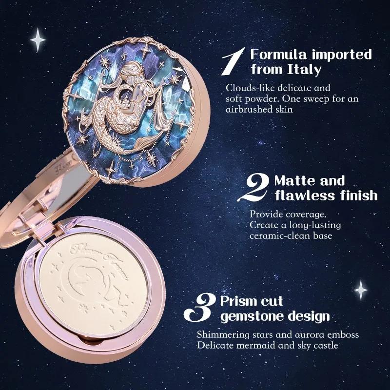 Maquillage professionnel fleur connaît clair de lune sirène mat doux Compact poudre contrôle de l'hu