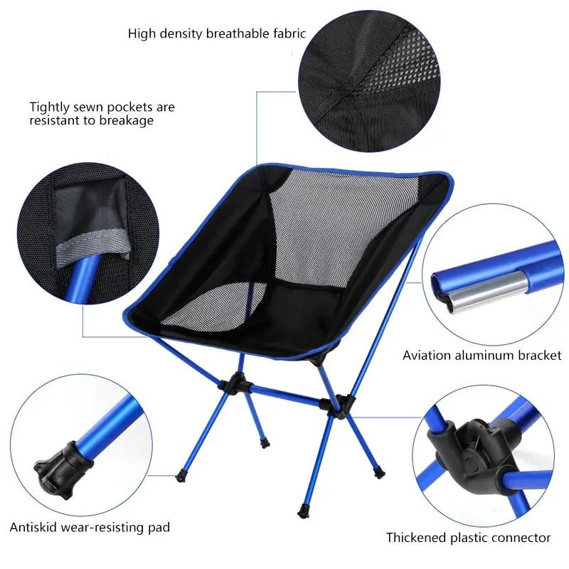 Chaise de camping ultralégère, chaise pliante d'extérieur super résistante à haute charge, siège por