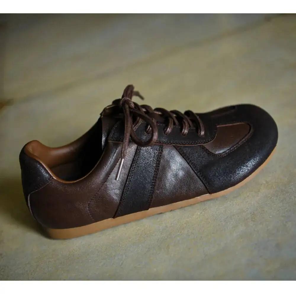 Baskets en cuir véritable pour femmes, en daim naturel, à talon compensé bas, bout rond, à lacets, d