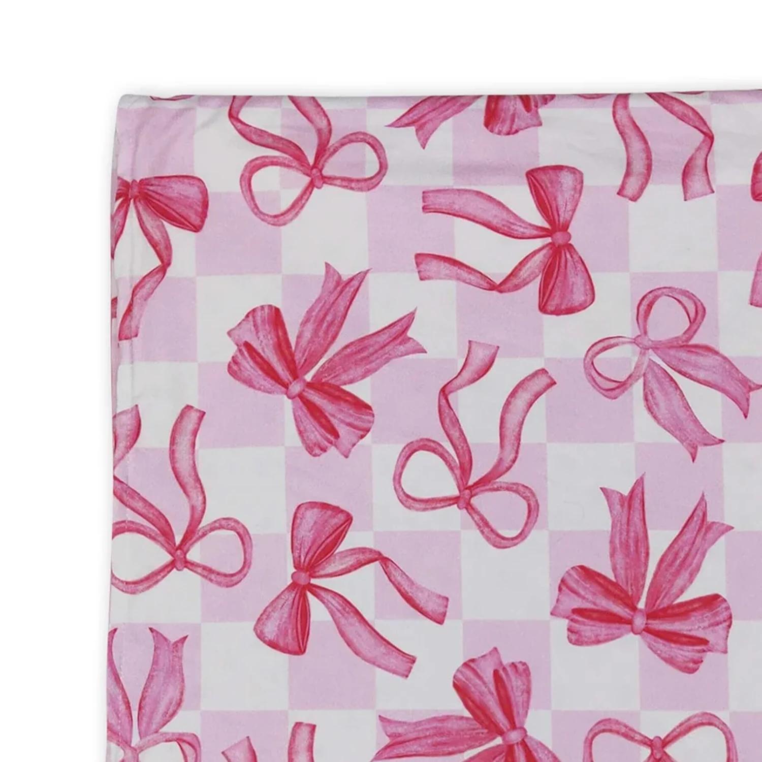 Couvertures à carreaux roses avec nœuds pour bébés et petites filles