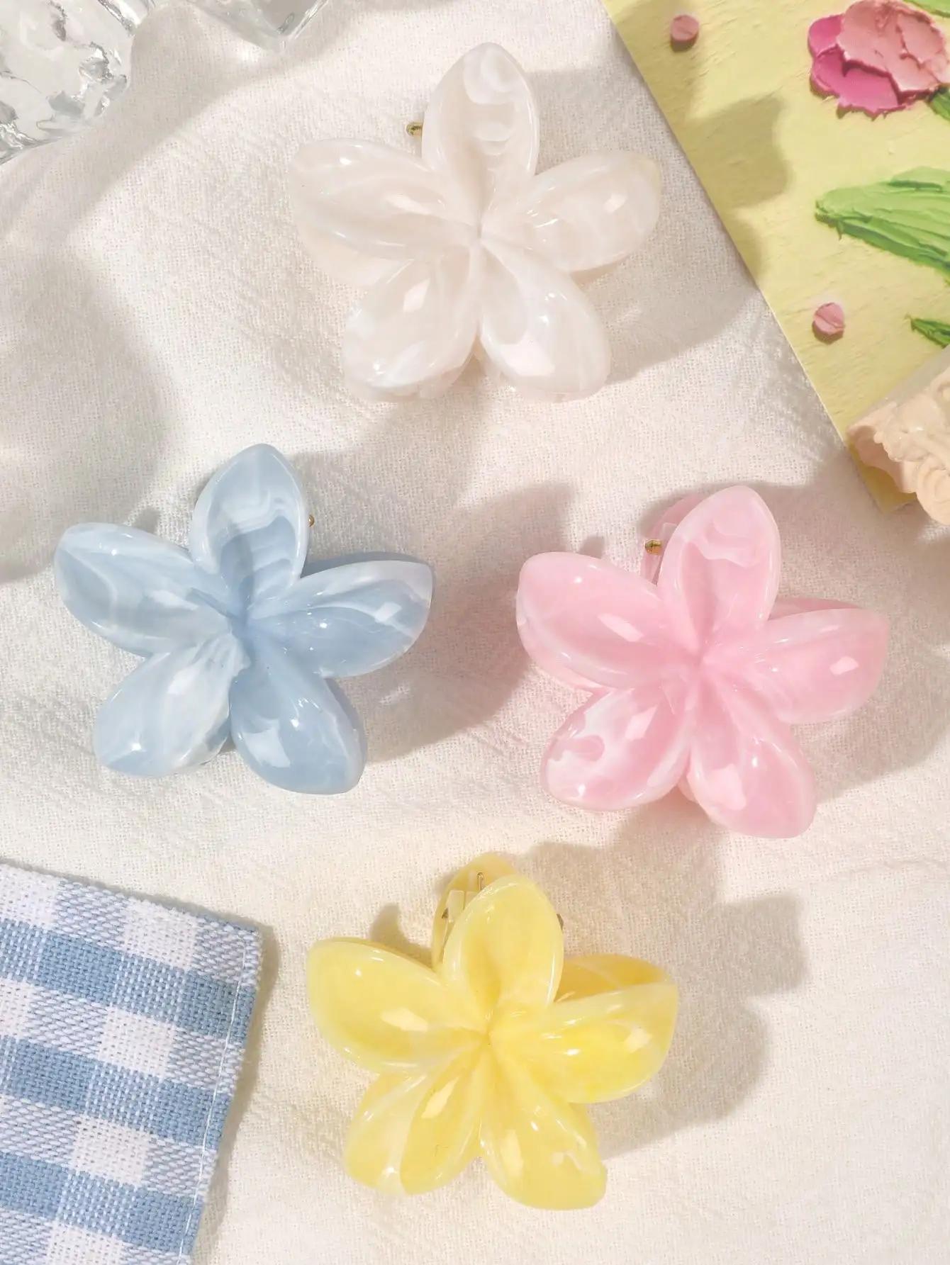 Pinces à cheveux multicolores à fleurs pour femmes et filles, 4 pièces, antidérapantes, mignonnes, a