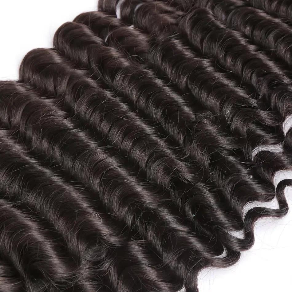 Extensions de Cheveux Humains Brésiliens Remy Longs, Couleur Naturelle, Bundles Profonds, 1/3/4 Pièc