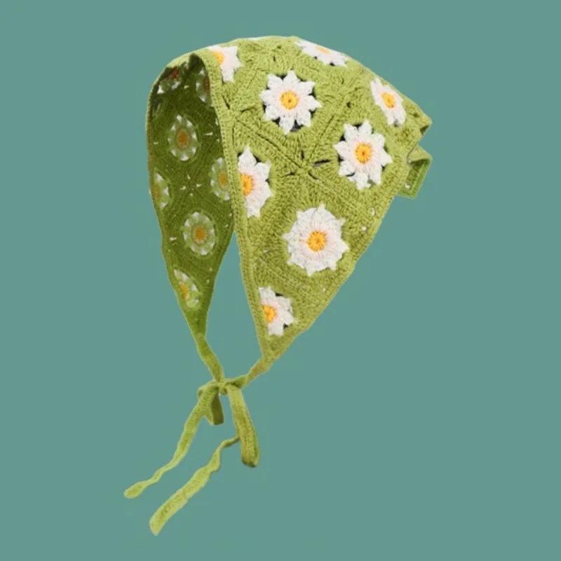 Coréen doux mignon à la main Crochet creux Triangle bandeau serviette femmes printemps et été voyage