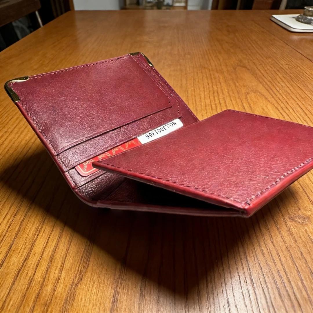 L3001366 # 1069120 Porte-cartes de luxe en cuir de veau fait main, mini pochette à clip, porte-carte