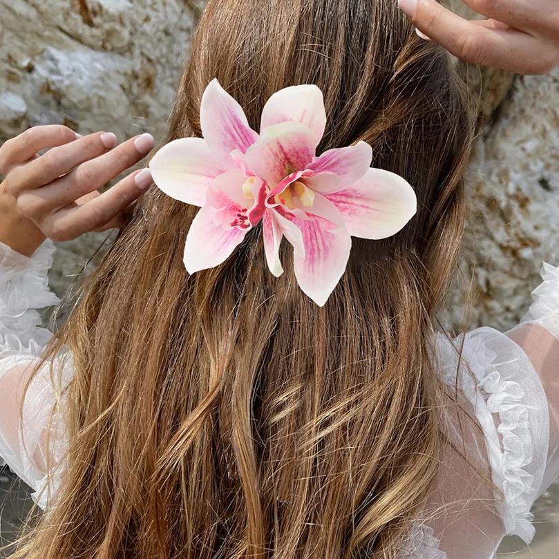 Pinces à cheveux à fleurs d'orchidées, petite épingle à cheveux bohème, Barrette de mariée, fleur de