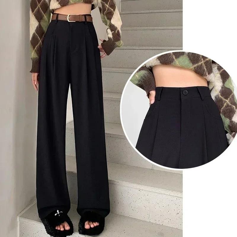 Femmes mode costume pantalon dame respirant Baggy taille haute jambe large pantalon d'été dame jambe