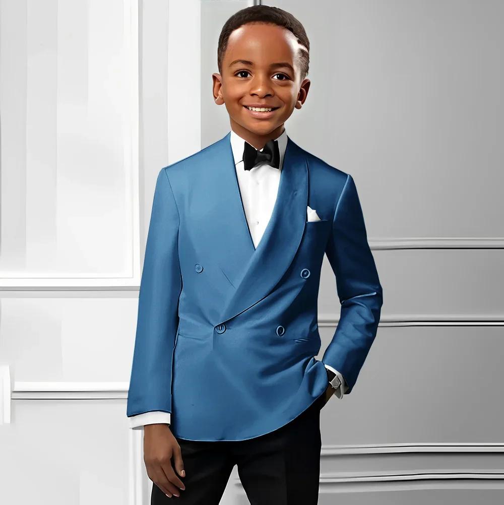 Costume Double boutonnage pour garçons, 2 pièces, veste formelle pour enfant, pantalon, smoking de m