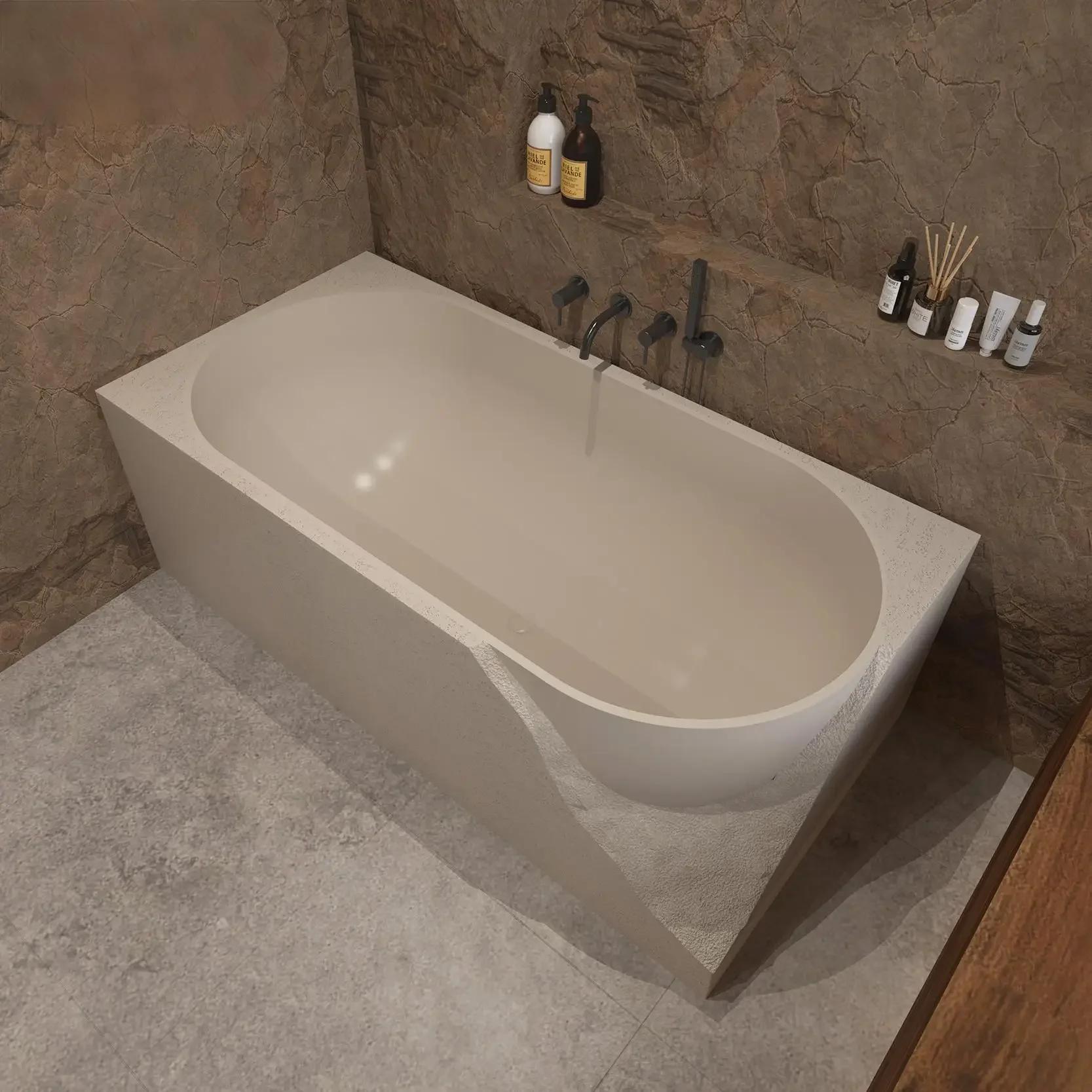 "Vignoire de trempage autoportante moderne Wabi Sabi – Baignoire en pierre de grotte artistique fait