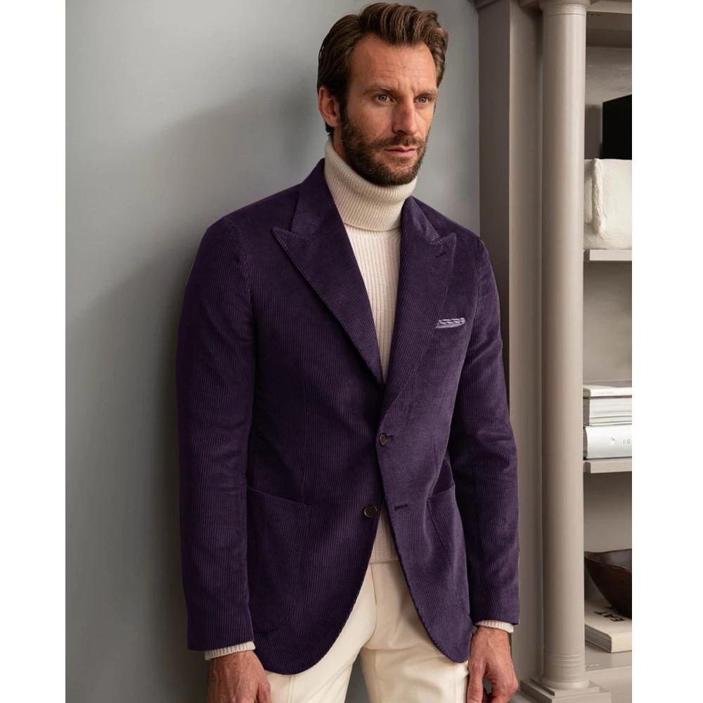 Veste de luxe pour homme en velours côtelé, style britannique, décontractée et élégante, de haute qu