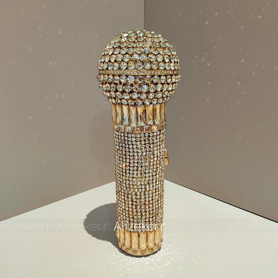 Alizekerr – sacs de soirée en strass en forme de Microphone pour femmes, magnifiques pochettes uniqu