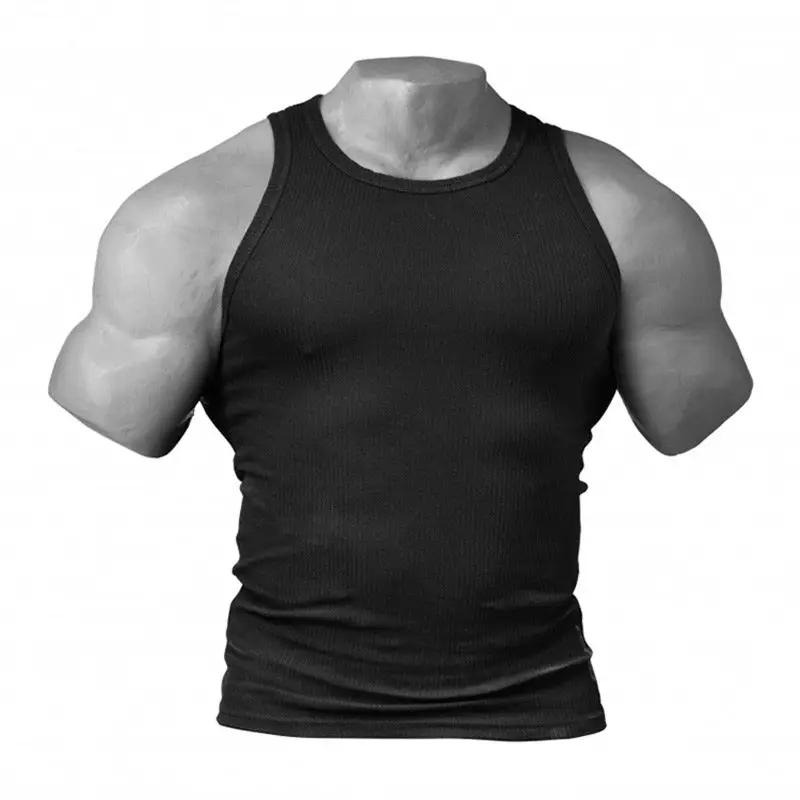 Débardeur de sport américain pour homme, moulant, élastique, séchage rapide, col rond, couleur unie,
