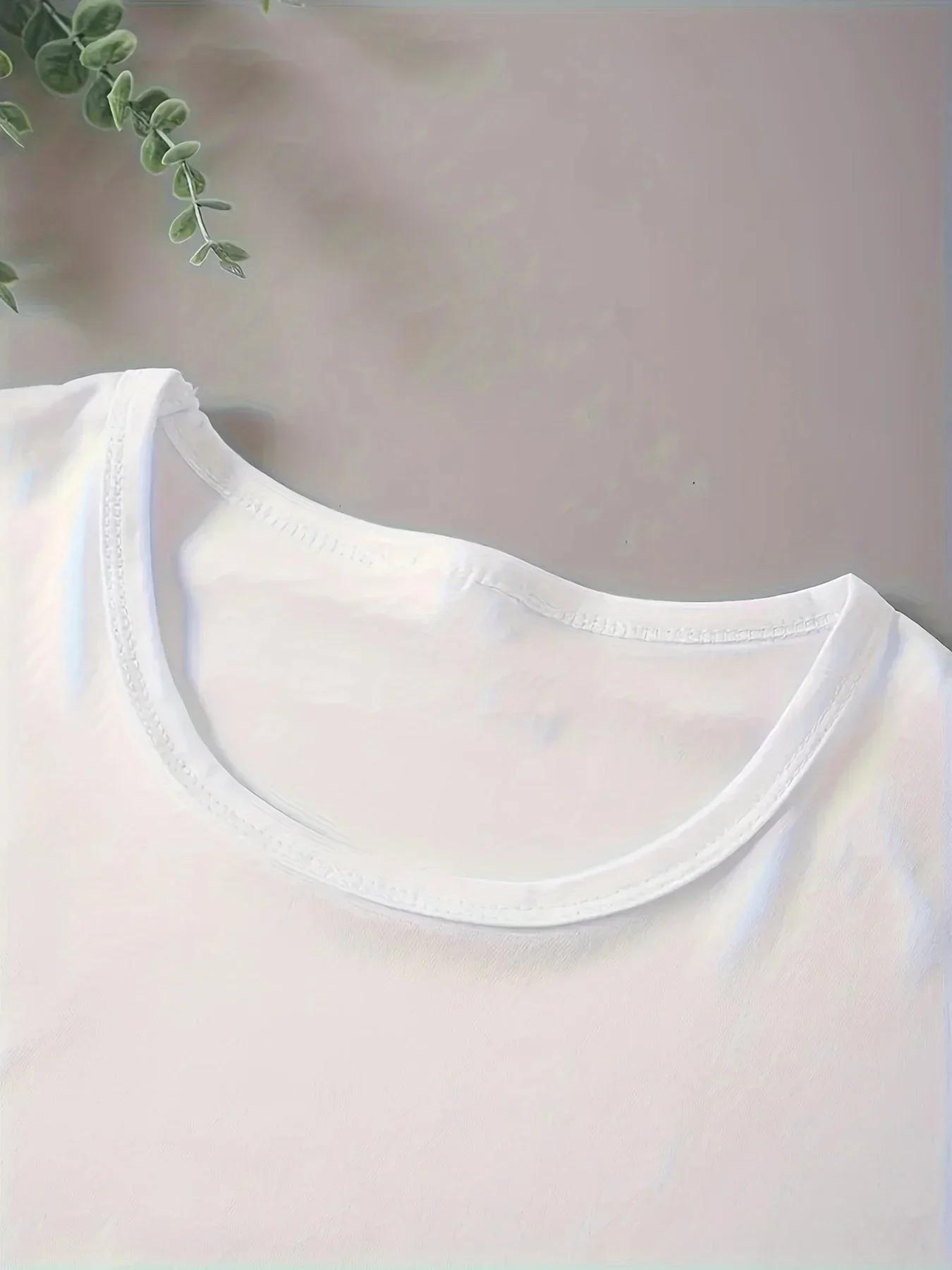 T-shirt manches courtes col rond femme, estival et à la mode coréenne