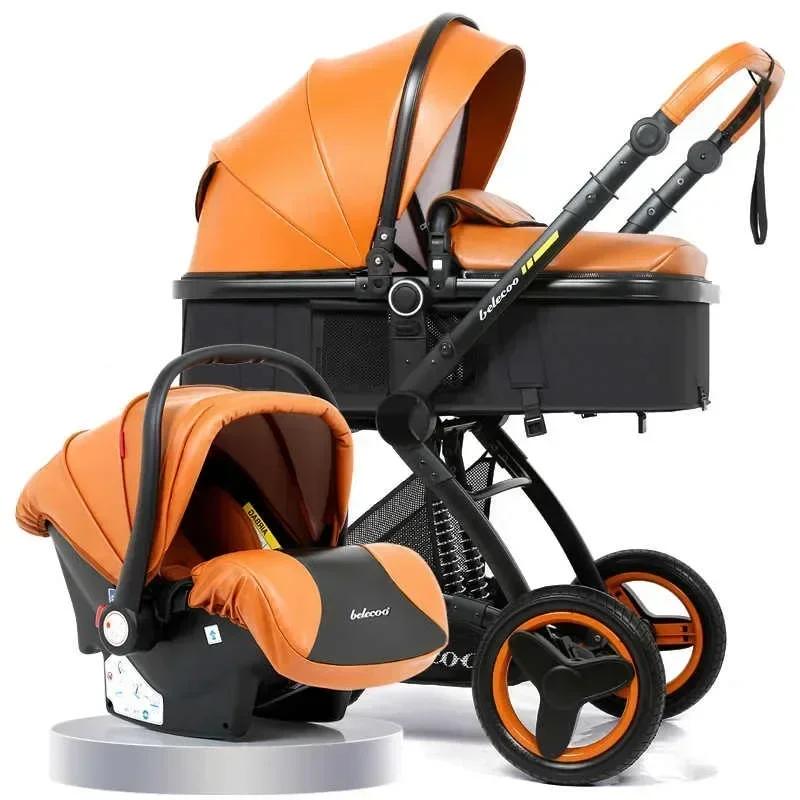 Poussette bébé 3 en 1 avec siège auto, landau pliable pour nouveau-nés, poussette étanche de haute q