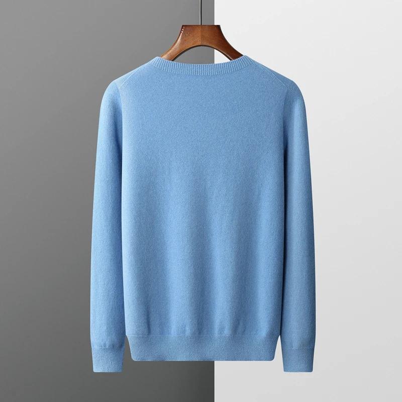 100% laine mérinos pull homme col rond basique laine pull automne hiver à manches longues doux chaud
