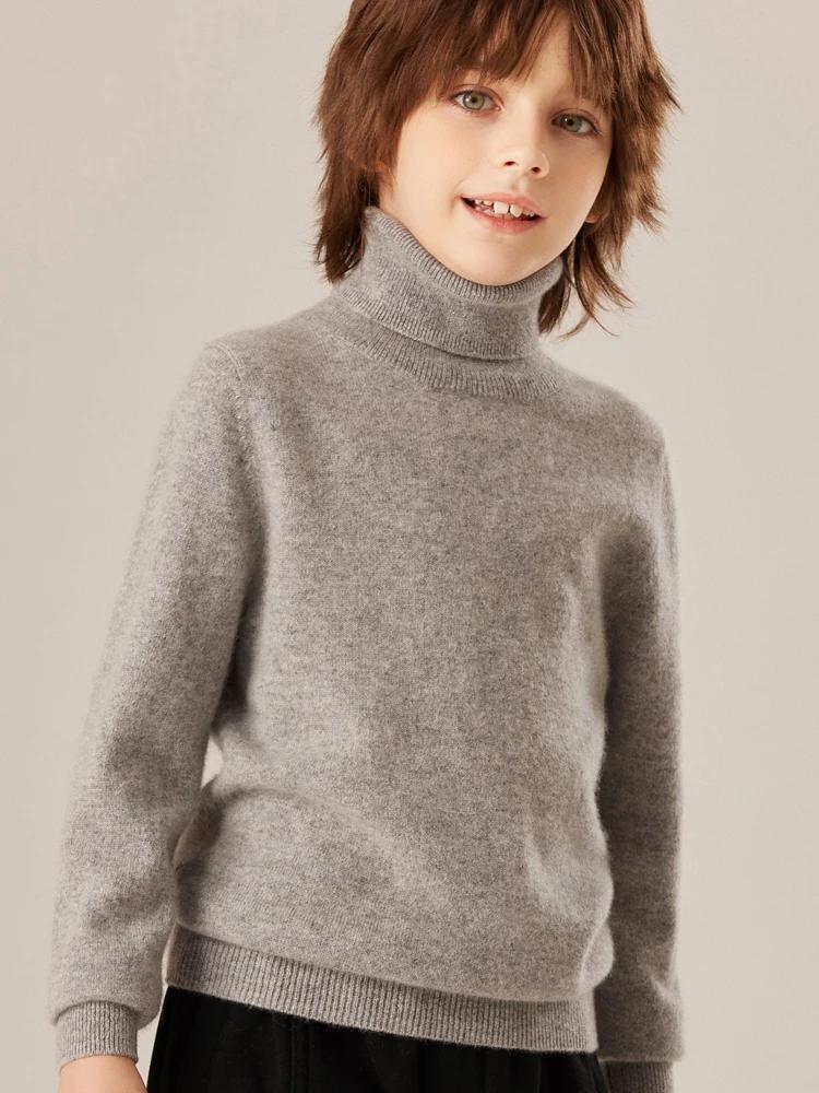 CHICUU enfant 100% pull en cachemire col roulé pull épais chaud basique cachemire tricots enfants ch