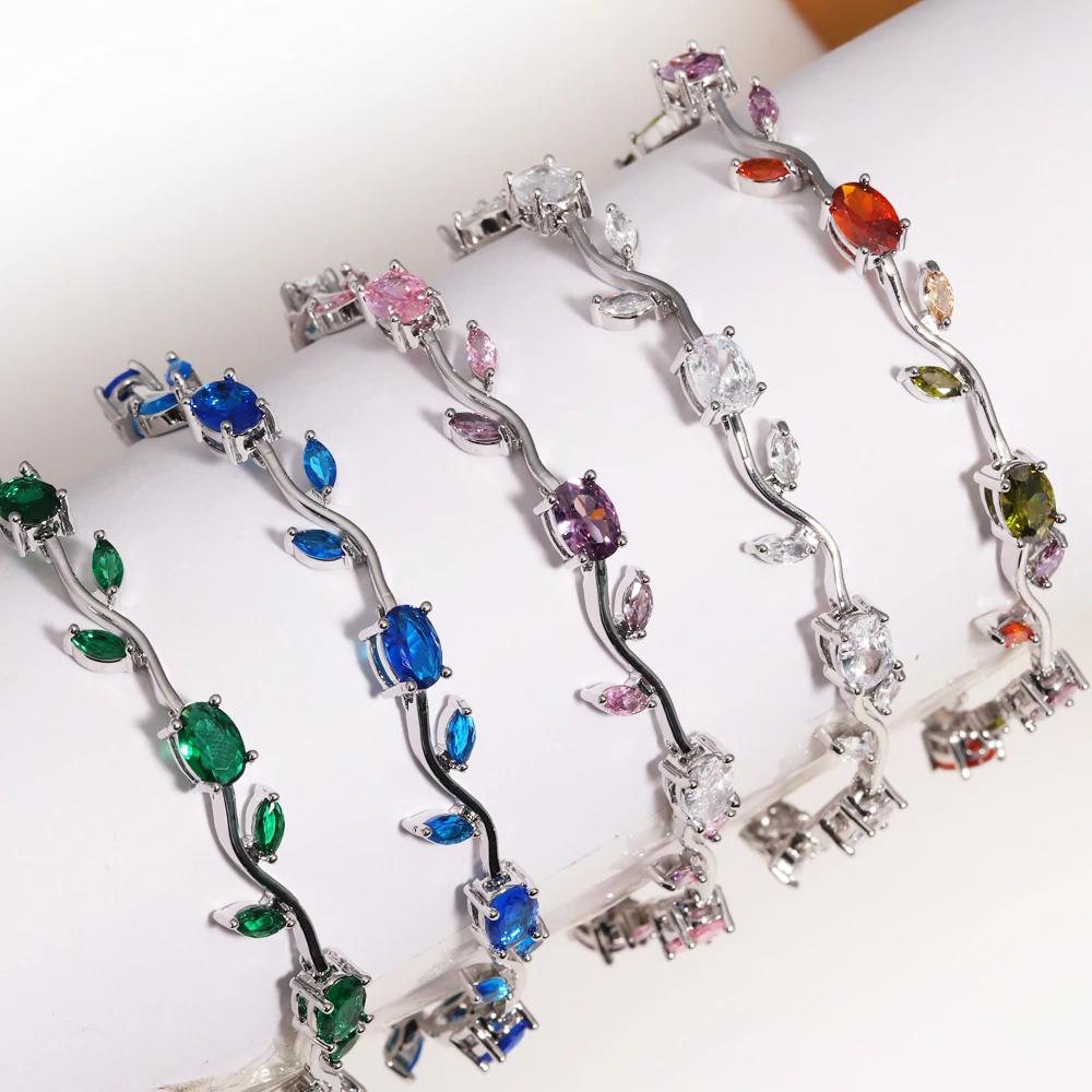 Bracelets de marque en zircone cubique pour femmes, bijoux de mariée, demoiselle d'honneur, cadeau p