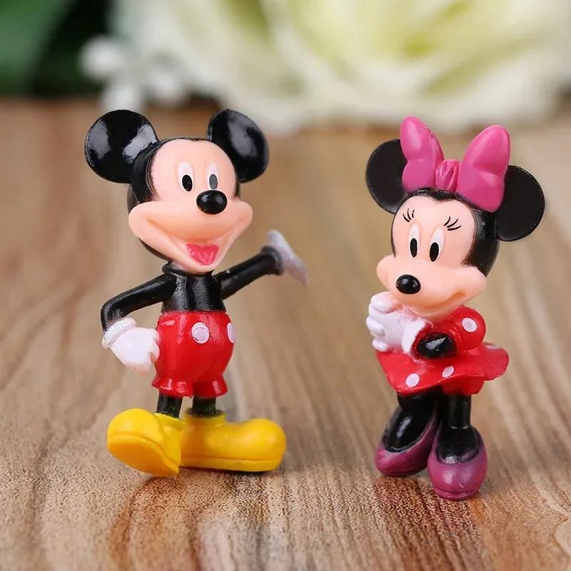 Figurines d'action Disney Mickey Mouse, Minnie Donald Duck, ornements de gâteaux en PVC, Collection 