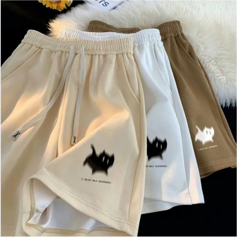 Short surdimensionné pour hommes, foulard gaussien, imprimé chatons, Short à cinq points pour Couple