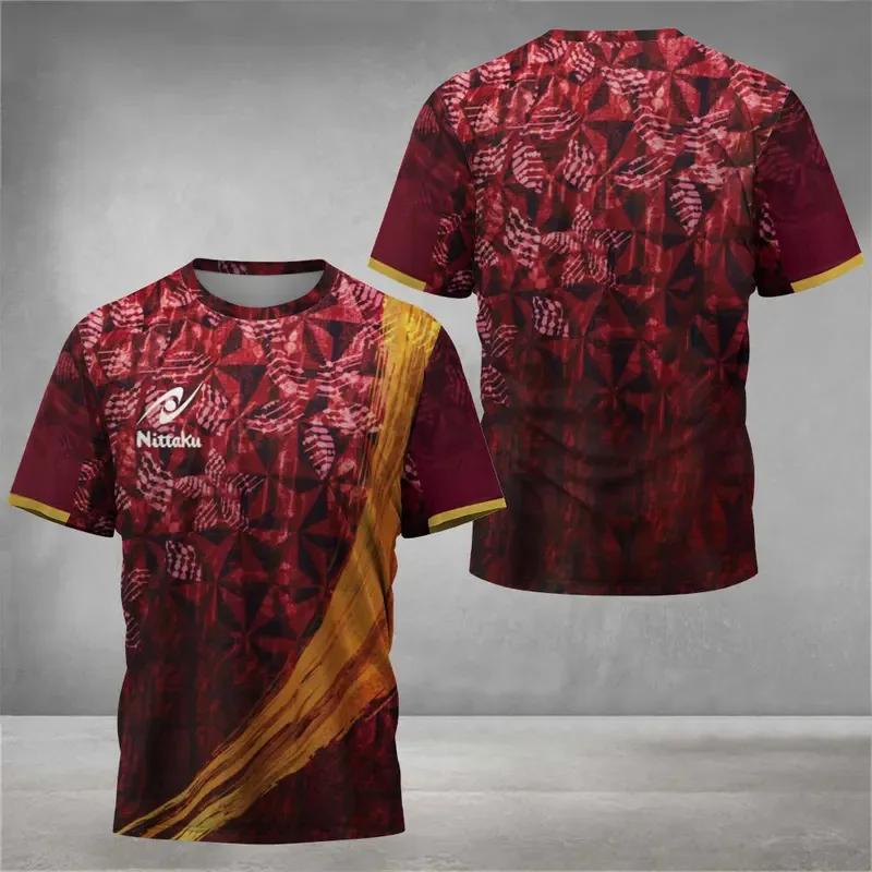 T-shirt de tennis de table pour hommes avec des imprimés numériques mignons, T-shirt de tennis de ta