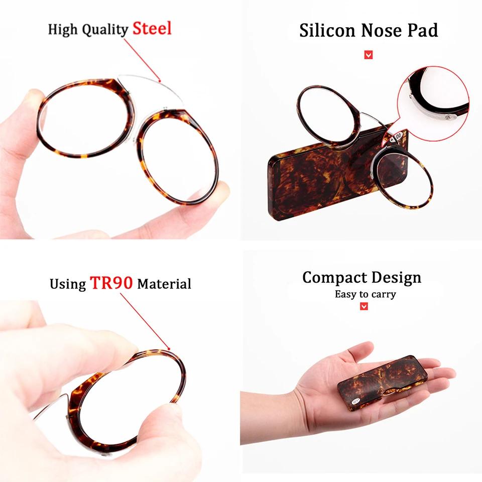 NONOR TR Clip nez pont Mini lunettes de lecture 1.0 à 3.5 lunettes presbytes portables avec étui
