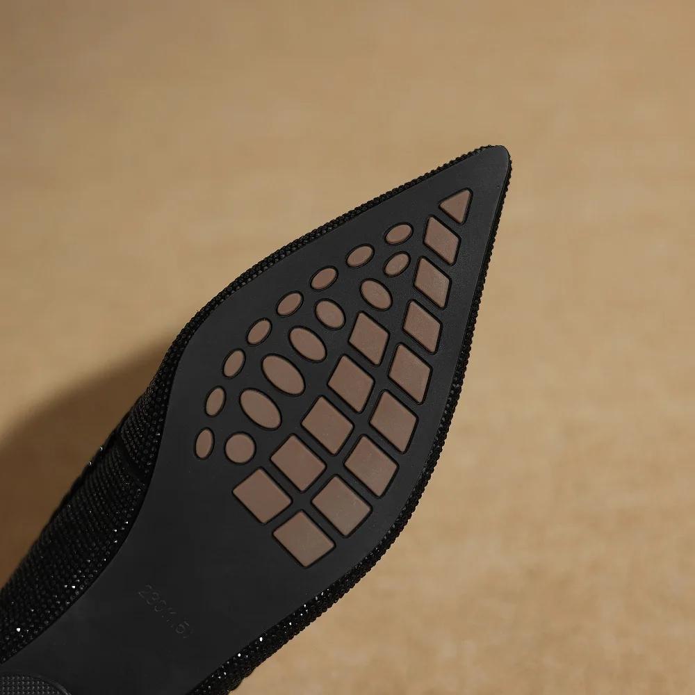 【JOCHEBED HU】 femmes en cuir véritable patchwork bout pointu chaussures plates à enfiler dames éléga