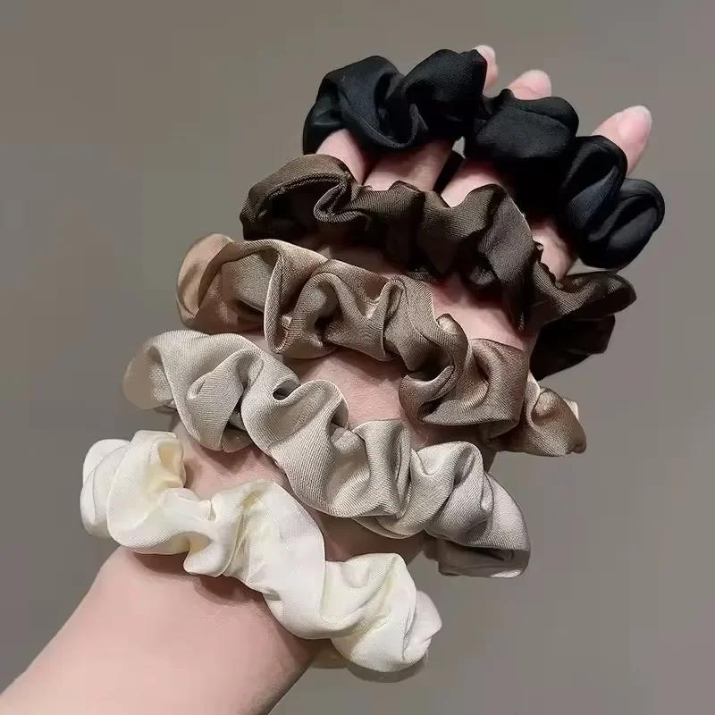Chouchous plissés en satin pour femmes, bandes élastiques élégantes, cravates pour queue de cheval d