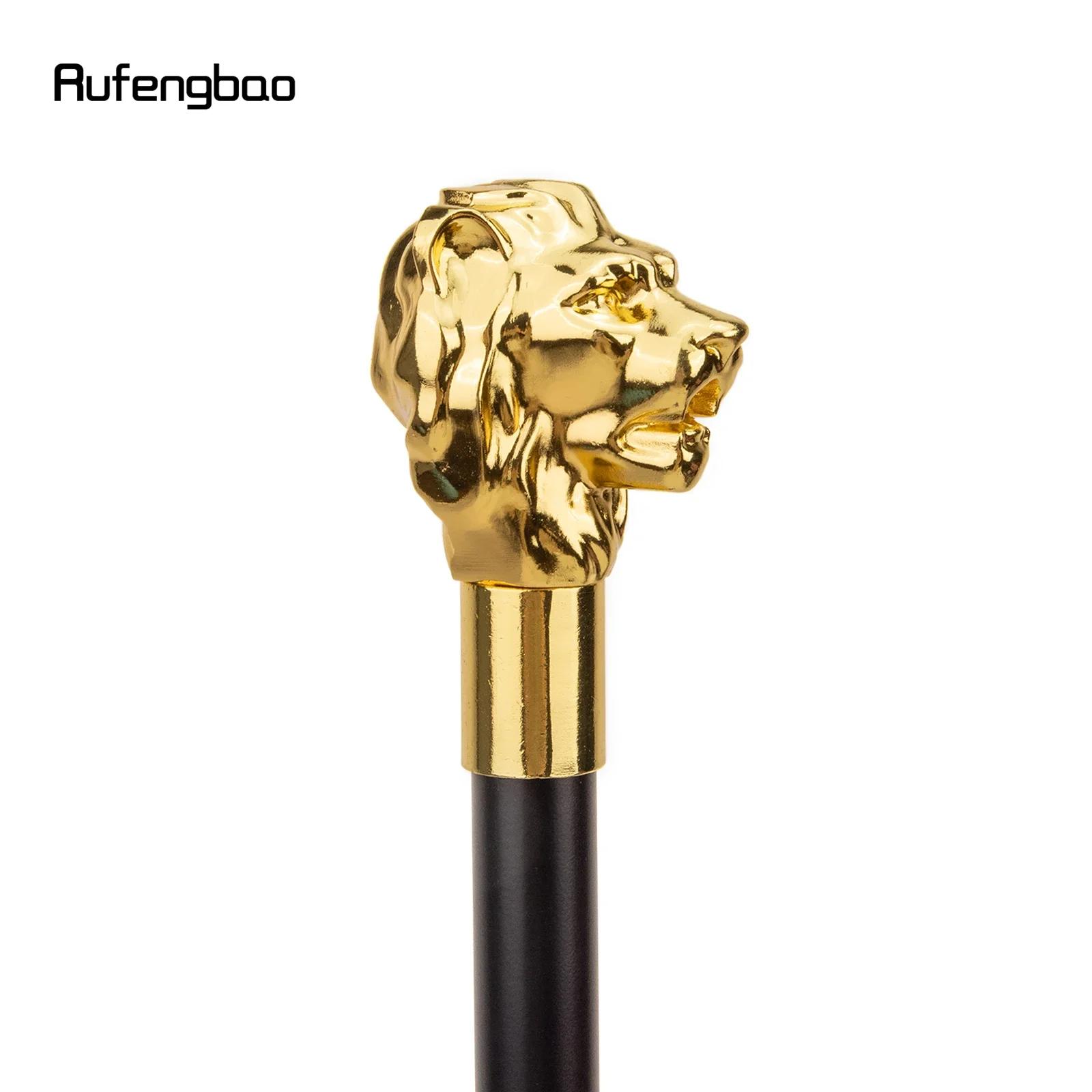 Bâton de marche à la mode avec poignée en tête de Lion de luxe en or, canne de marche décorative pou