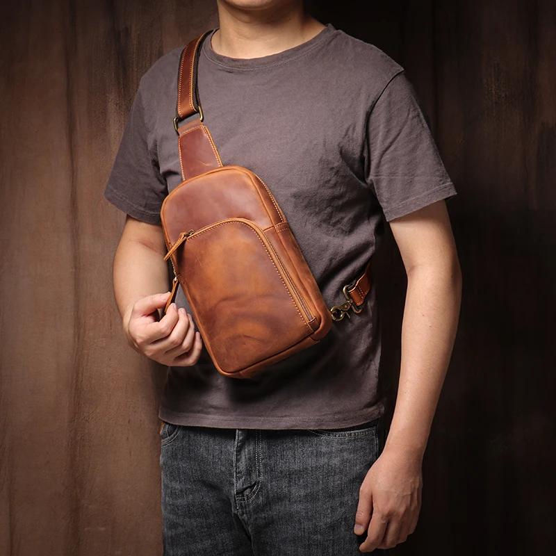 LUOKIR-Sac à Dos Vintage en Cuir group pour le dehors, Sacoche à Bandoulière de Haute Qualité