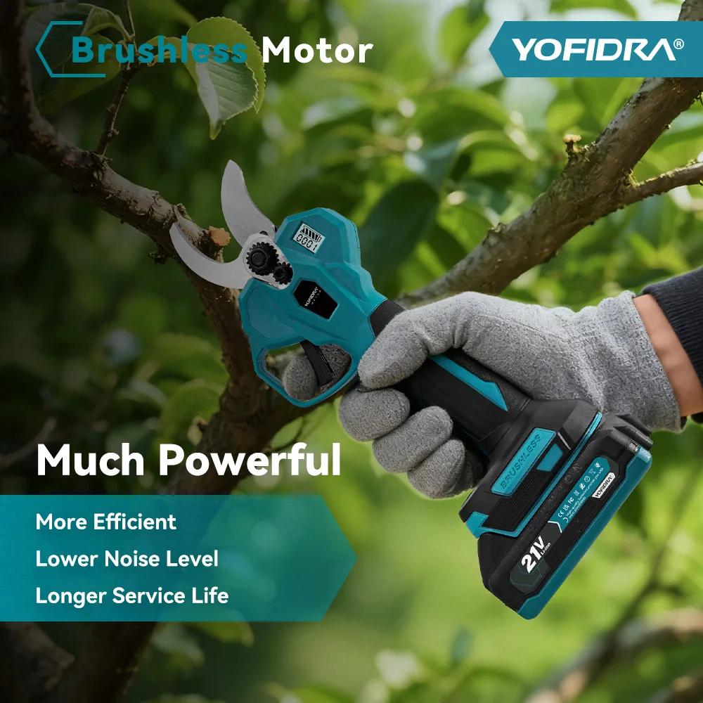 Sécateur électrique sans fil YOFIDRA 32 mm, 2 vitesses, ciseaux électriques pour branches, outil de 
