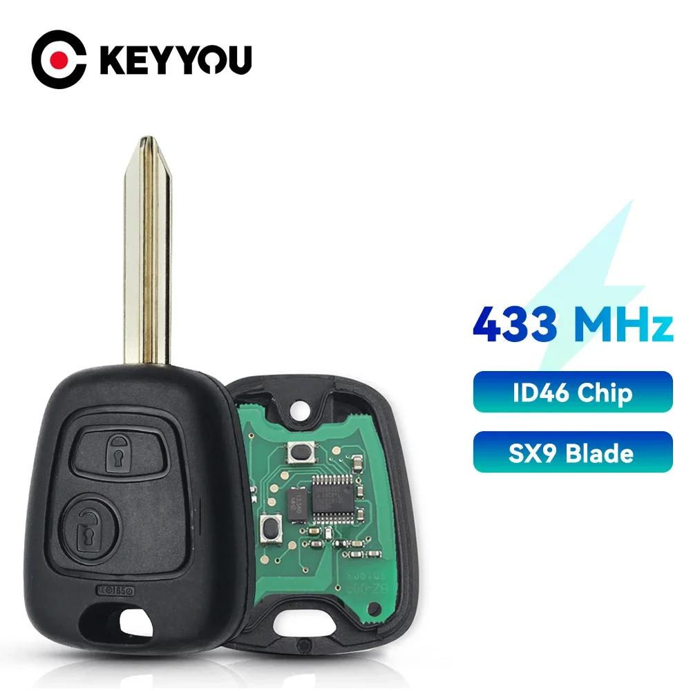 EllYYOU-Clé télécommande à 2 boutons, 433MHz, puce VA2, lame VA73, HU83, SX9, cristaux en C1, C2, C3