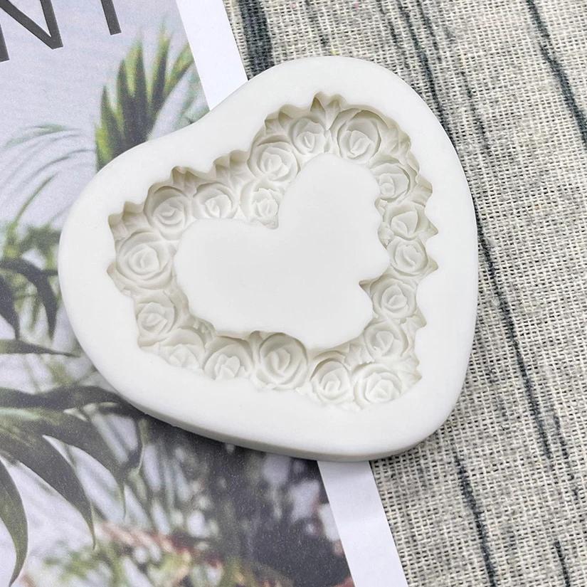 Moule en silicone en forme de cœur de rose pour la pâtisserie, outils pour la résine, moule à cupcak