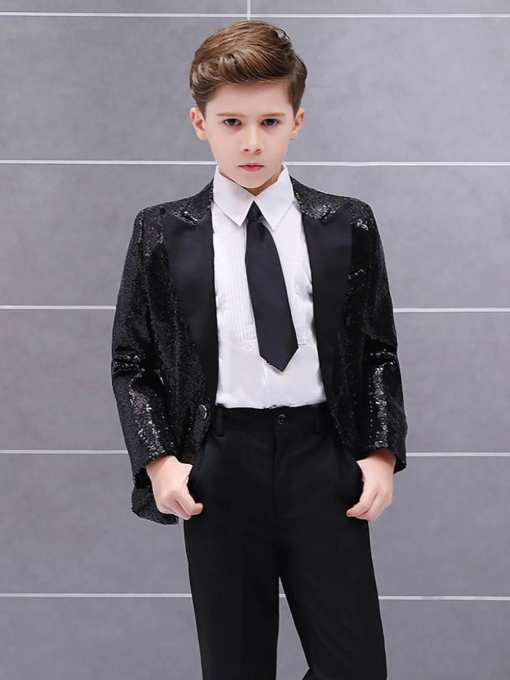 Costume de Luxe 3 Pièces de Haute Qualité pour Garçons – Tenue de Mariage Élégante Noire pour Enfant