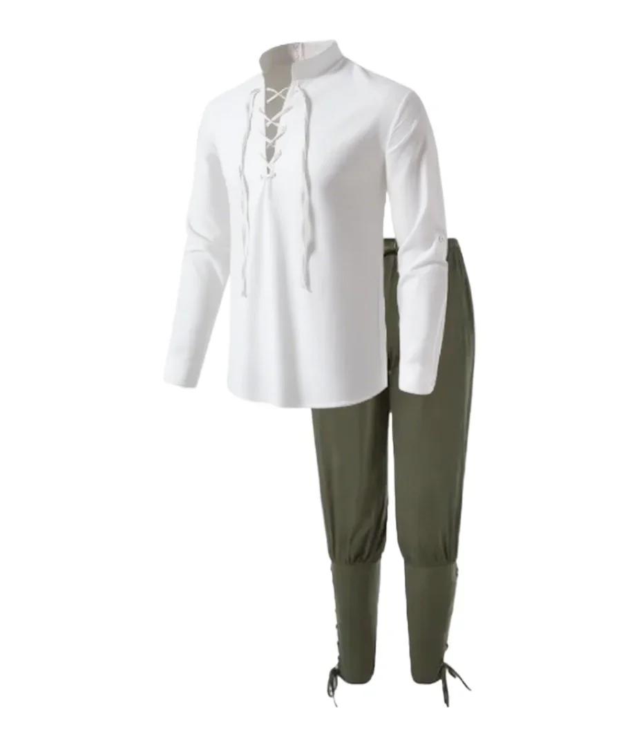 2 pièces rétro Vintage médiéval Renaissance Cosplay Costume tenues Pirate Viking Halloween décontrac